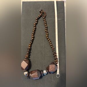 Handcrafted Brown Wooden Bead Necklace